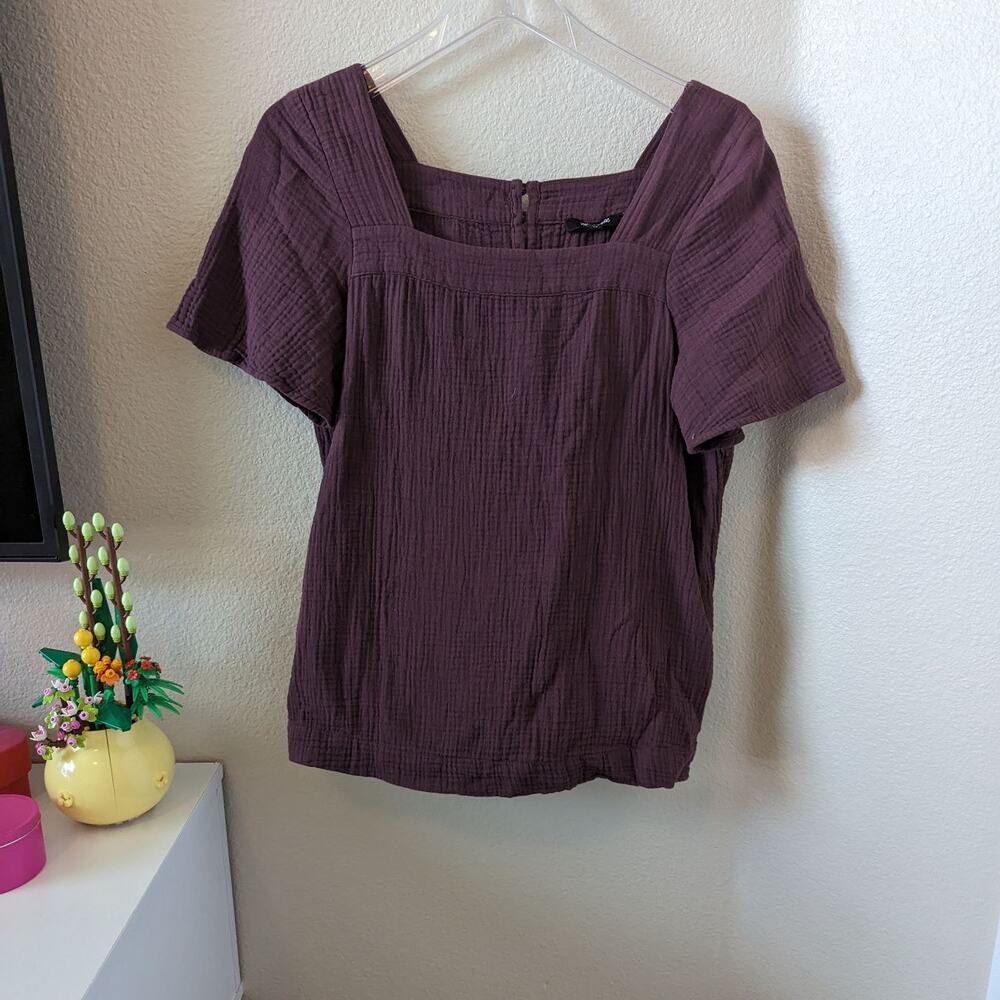 Madewell Lightspun Harlow Square Neck Purple Top Women's size XS Extra Small